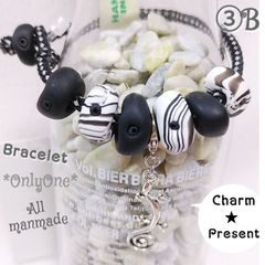 ③B・19.5㎝ 新品★ボルダリング★ブレスレット／SANGA★白黒ストーン