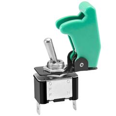新品 Heschen トグルスイッチ ミサイルスイッチ12V 20A、SPST、ON/OFF 2ポジション、2ピン、防水キャップ付き (グリーンキャップ)