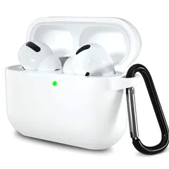 ANYOI AirPods Pro2 用 ケース AirPods Pro2 超極薄 シリコンケース LED可視 ワイヤレス充電対応 防塵 耐衝撃 アップルイヤホン 保護ケース カラビナ付き AirPods Pro2 対応 保護ケース(ホワイト)