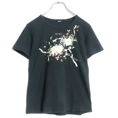 美品　ピンクハウス　半袖　Tシャツ　カットソー　花柄　リボン　ネイビー ブルーフォーユープリントパッチワークTシャツ （Tシャツ
