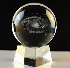 置物 水晶玉 クリスタル 銀河 10cm クリスタル台座付き クリスタル
