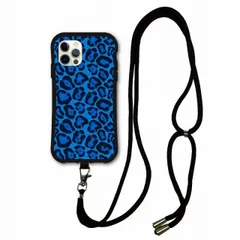 [iPhoneSE 第3世代/第2世代] スマホショルダー付 iPhone13 i-coronケース アイフォン 15 Pro 13 12 XS XR se2 se3 8Plus スマホケース 耐衝撃 カバー 側面保護 ヒョウ柄 アニマル ブルー かわいい