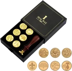 geneX シーリングスタンプ スタンプセット 交換ヘッド シーリングワックススタンプ ヘッドのみ シール 可愛い 封蝋( ブラックパッケージ)