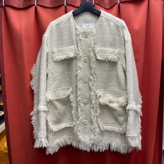 人気　SLY スライ　ツイードジャケット　フリンジ　アウター　ブルゾン　羽織り　アイボリー　ホワイト　系