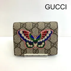 超激安好評日本限定GUCCI バタフライ 刺繍 GGスプリーム 二つ折り 小物