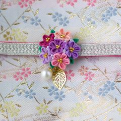 ❁紫陽花カラー帯留め♡着物・浴衣帯締め飾り❁大人かわいいつまみ細工アクセサリー・フッション小物・真田紐・三分紐用帯留め＜送料込み＞