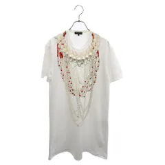 COMME des GARCONS HOMME PLUS (コムデギャルソンオムプリュス) 20SS Orland フェイクパール 装飾 プリント ロング 半袖カットソー Tシャツ ホワイト PE-T505のサムネイル