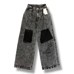 参考上代17930円 未使用品 MAISON SPECIAL Square Cut Denim Pants スクエアカットデニムパンツ ダメージジーンズ メゾンスペシャル 21241465203 ブラック 38 576A1