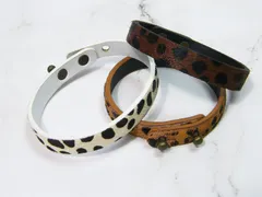 【3本セット】 レザー ブレスレット 本牛革 ハラコ バングル アニマル柄 レディース 大人 カジュアル