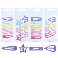 【特売】ヘアピン パッチンピン ヘアクリップ 24個セット 6色 カラフル 星 ハート ウォータードロップ 方形 スナップヘアクリップ スリーピン ヘアアクセサリー 前髪 パッチン留め 少女 女の子 キッズヘアクリップ カラーピン アレンジピン 髪留め 子供