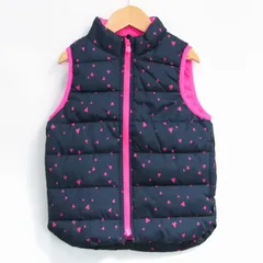 ギャップ ダウンベスト ジャケット アウター 中綿 ハート柄 キッズ 女の子用 5(110)サイズ 紺×ピンク GAP 【中古】