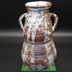 ★陶器 美濃焼 鉄釉 鼠志野 花器 花生 花瓶 飾壺 ≪手作り≫ type-A