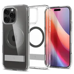 【コンパクトなスタンド付き】Spigen iPhone 16 Pro ケース MagSafe対応 クリア スタンド付き ストラップホール 米軍MIL規格 ウルトラ・ハイブリッドS・マグフィット ACS08143 (グラファイト) 0