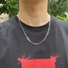50cm シルバー ペーパークリップチェーンネックレス メンズ アクセサリー