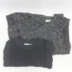 ◇ ⊇ COCODEAL 花柄 ライン入り ロングワンピース ニットベスト サイズ2 ブラック ベージュ レディース E  【1409100065169】