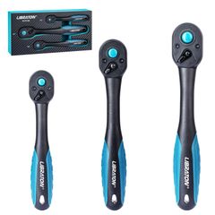 【正規品（新品）】LIBRATON ラチェットハンドル ラチェットレンチ 差込角 6.35mm 9.5mm 12.7mm ソケットレンチ クイックリリースラチェットセット 72山ギア EVA収納トレー付き