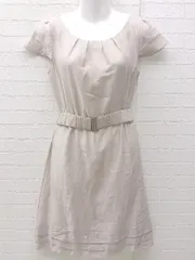 ◇ UNTITLED アンタイトル フレンチスリーブ 膝丈 ワンピース サイズ2 ピンクベージュ系 レディース  【1002800856947】