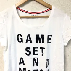 (^w^)b LACOSTE SPORT ラコステスポーツ 半袖 Tシャツ カットソー 丸首 クルーネック ロゴ ワッペン スポーツ ゴルフ オシャレかわいい  GAME SET AND MATCH コットン 綿100% ホワイト 白 レディース サイズ 40