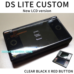 DS LITE CUSTOM CLEAR BLACK X RED BUTTON