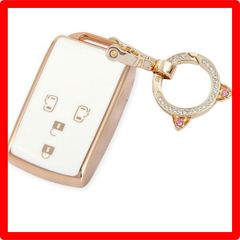 ★送料無料★ゴールドホワイトA [ZANEKO] タントキーケース適合ダイハツタントカスタム キーカバー ウェイクスマートキーケース キーホルダー (両側スライドドア, ホワイト)