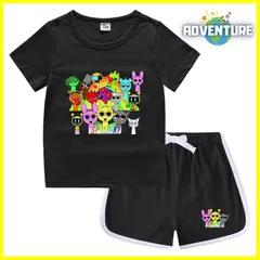 スプランキー sprunki 半袖Tシャツ トップス セットアップ上下セット夏パジャマ インクレディブル ゲーム 110 120 130 140 150 子供服キッズ服 spsuc128 FR