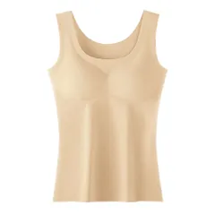 タンクトップ レディース パッド付き ふんわり あったか 暖か 防寒 肌着 起毛 伸縮性 フェルト フリーカット 大きいサイズ 柔らか 黒 茶 M L LL 3L rr-038