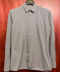 【INTERNATIONAL GALLARY BEAMS 取り扱い】 MADE IN ITALY製 ASTER 千鳥格子ギンガムチェック柄長袖シャツ ブラック 38-15サイズ