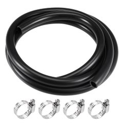 特価商品 uxcell 潤滑油ホース ラインホース ゴム ウォーターホース ブラック 内径12 mm 外径16 mm 全長2 M 4クランプ
