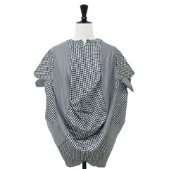 JUNYA WATANABE COMME des GARCONS ワンピース ブラック グレー サイズ:XS / チェック柄 ショートスリーブ ミニ ワンピース JE-O065 / チュニック丈 半袖 市松格子 チェッカー 切替 変形 日本製【レディース】