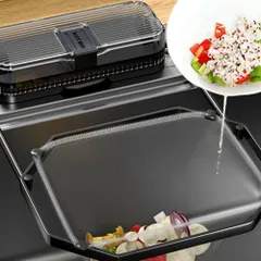 ☆ ブラック ☆ キッチンドレイン キッチンドレイン 水切りネット ネットホルダー 三角コーナー 三角コーナーいらず 本体 浮かせる 布巾かけ 使い捨て 使いすて 折り畳み おりたたみ 折りたたみ 生ゴミ ネット ホルダー シンク ラック 台所 キッチン 吸盤のサムネイル