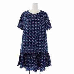 ケンゾー KENZO セットアップ 上下 ブラウス カットソー 半袖 ミニスカート フレア 総柄 34 36 XS S 緑 紺 グリーン ネイビー F752TO012531 F752JU032531 /KHのサムネイル