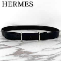 美品 2001年製 HERMES エルメス ベルト サイズ90 115㎝ ブラック 本革 革製 レザー シルバー金具 大きい 大きめ ビジネス