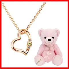 【送料無料 】08月誕生石 ペリドット・ピンクベア [シアーズ] 天然ダイヤ ラブ ハート ネックレス レディース ピンクカラー ぺリドット (8月) テディベ