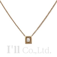 Tiffany&Co.　ティファニー　ダイヤ　ネックレス　750PG　エメラルドカットダイヤモンド0.17ct　ブランドジュエリー　アクセサリー　ペンダント　スクエア　Au750　750ピンクゴールド　K18PG　18金【中古】【72687】
