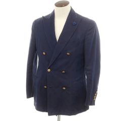 【中古】ラルディーニ LARDINI リネンコットン ダブルジャケット ネイビー系【サイズ48】【メンズ】