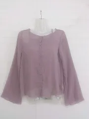 ◇ ◎ JUNOAH ジュノア ノーカラー 長袖 シャツ ブラウス サイズM パープル レディース P  【中古】 【1211190000179】