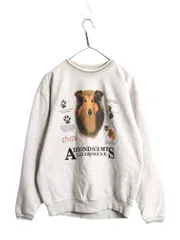 【お得なクーポン配布中!】 90s ドッグ アート イラスト プリント スウェット メンズ レディース M / 古着 90年代 オールド トレーナー 裏起毛 アニマル キャラクター