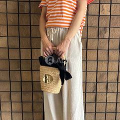 ☆2025春夏入荷☆ PATOU パトゥ AC0610140 ラフィア バケットバッグ バケツバッグ かごバッグ 102V バニラ