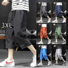 [3XL] メンズ ファッション 服 男性用 オシャレ シンプル 大人 かっこいい 大きいサイズ ストリート 紳士服 冷感 パンツ 夏 薄手 カジュアル スーツ 三分丈