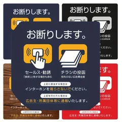 セールス勧誘 チラシ 投函禁止 ステッカー シール 表示 お断り 防止 対策 ドア 玄関 郵便受け ポスト インターホン 無視 注意 サイン 防犯 屋外 耐水 防水 店舗用 セキュリティ 警告 通報 可視化 再剥離 選べる 4種 柄指定可 数量1 カラー選択のサムネイル