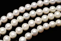 AA 淡水真珠 パール 6-7mm セミラウンド～ポテト型 １連（約３８ｃｍ） パワーストーン 天然石 _R5990-6
