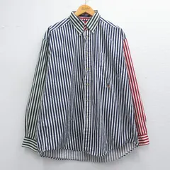 XL/古着 トミーヒルフィガー 長袖 ブランド シャツ メンズ 90s マルチカラー ワンポイントロゴ ロゴ コットン ボタンダウン 白他 ホワイト 