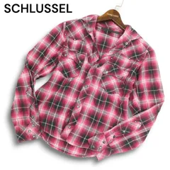 SCHLUSSEL シュリセル 通年 スタッズ★ 長袖 ウエスタン チェック シャツ Sz.2 メンズ 日本製のサムネイル