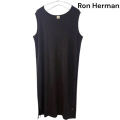 ロンハーマン　Ron Herman ノースリーブ ワンピース ひざ丈　伸縮　 黒　スリット　 ノースリーブワンピース ブラック　ボタン