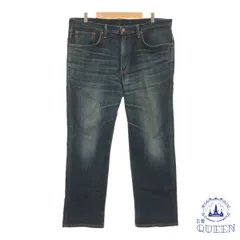 ☆美品☆ EDWIN エドウィン パンツ デニム ジーンズ 加工 ストレート 七分丈 レディース ネイビー 38 日本製 901-12786 送料無料 古着