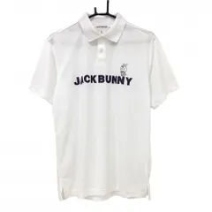 【超美品】ジャックバニー×ドラえもん 半袖ポロシャツ 白×パープル フロントロゴ メンズ 5(L) ゴルフウェア Jack Bunny