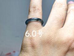 L13-95 ピンキーリング 氷種 高級感 煙灰〜黒翡翠 6.0号 グアテマラ産 A貨 本翡翠 くりぬき リング