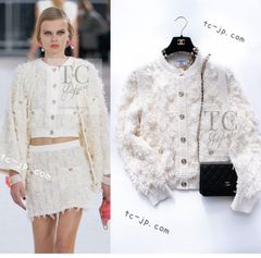 シャネル カーディガン CHANEL かわいい アイボリー 5 ロゴ ボタン コットン 貴重 超美品 40