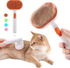 猫&犬用ブラシ 脱毛グルーミング用リリースボタン付き 軽量 肌に優しいペットブラシ 長髪または中毛の猫&子猫用(ホワイト)