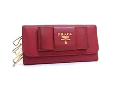 PRADA プラダ サフィアーノレザー リボン 6連 キーケース 鍵入れ レディース レッド系 DJ5912